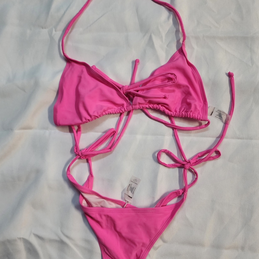 Pink Strappy Bikini Set